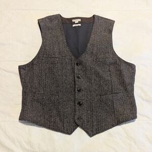Merona Brown Grey Tweed Button-Up Women's Vest, L
